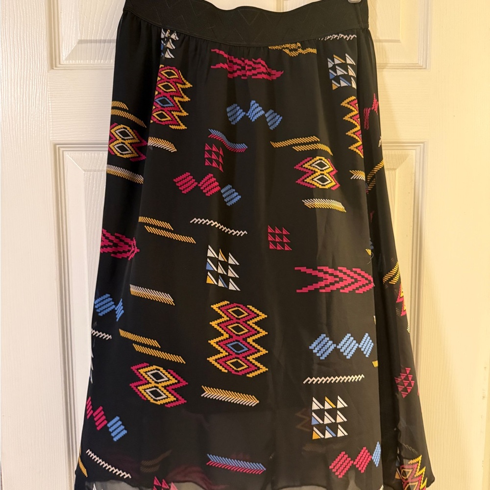 Versace Black A-Line Skirt with Vibrant Patterns